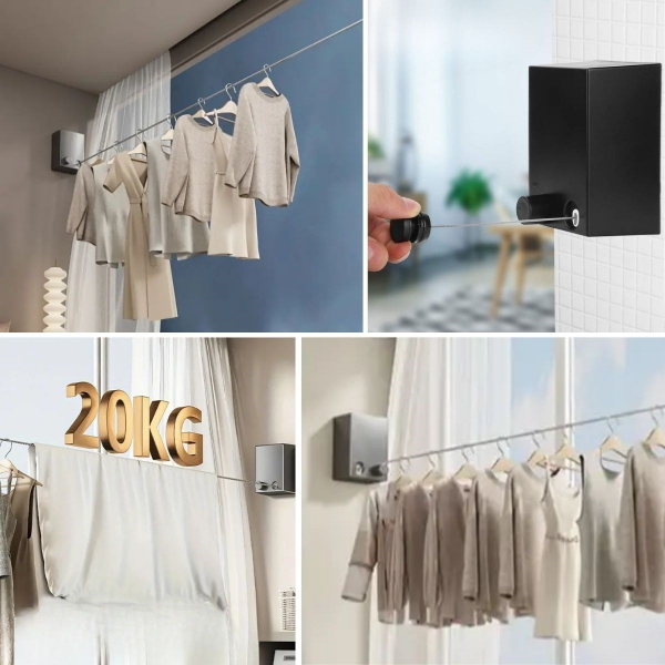 Geri Çekilebilir Pratik Çamaşır Kurutma İpi