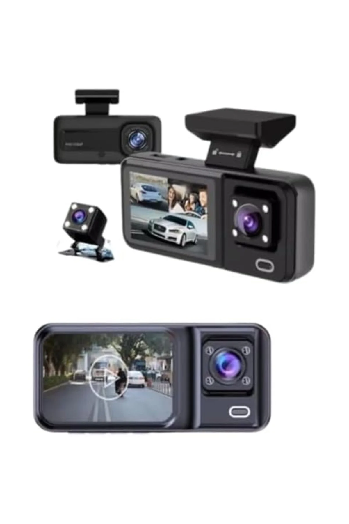 Geri Görüş Destekli Full HD Araç Kamerası – Gelişmiş 3 Kameralı K