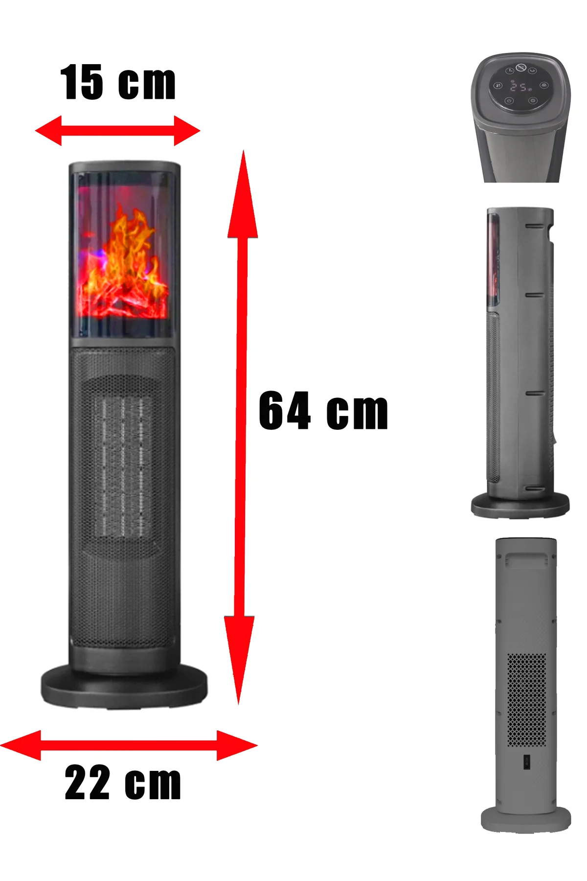 German 2075 L Grey Oben Seri OLED Şömineli Ekran Dijital Kule Tip
