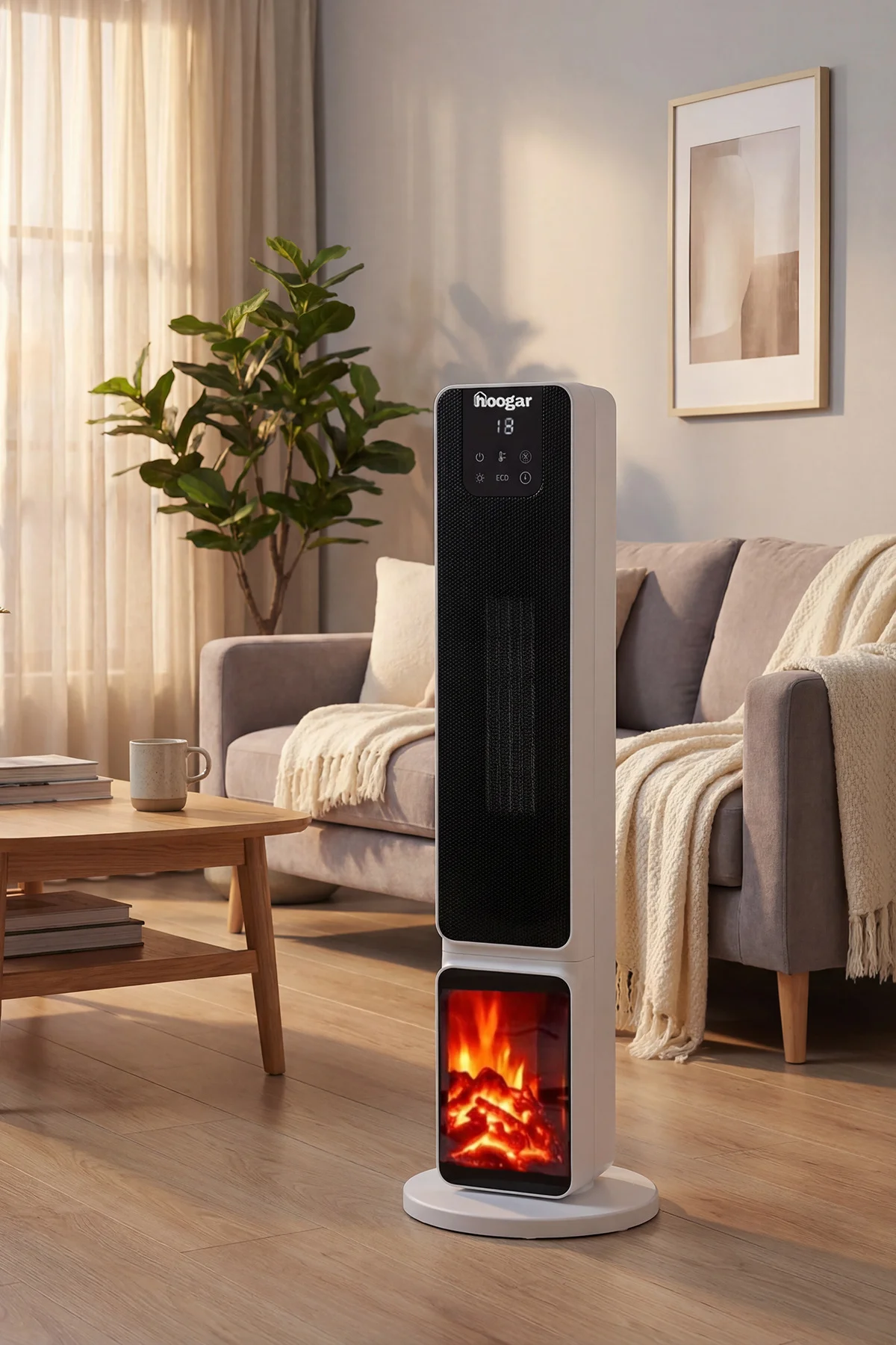 German 2701 L White OLED Şömineli Ekran Dijital Göstergeli Serami