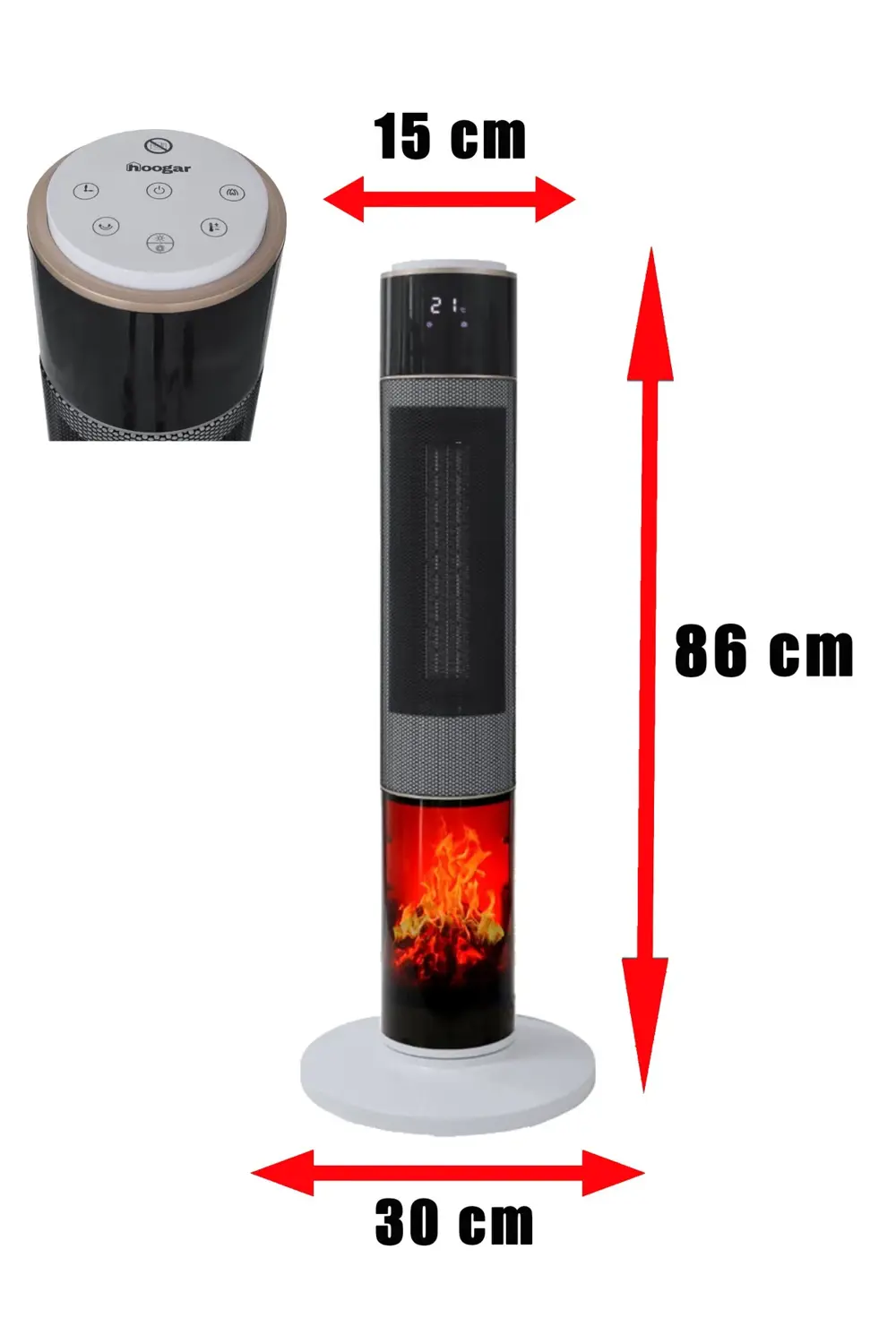 German HG-WHIO White Oval Seri OLED Şömineli Ekran Dijital Kule T