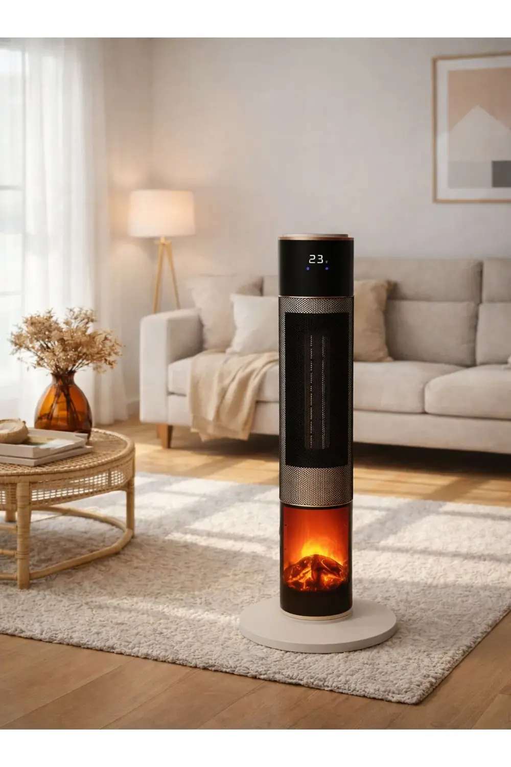 German HG-WHIO White Oval Seri OLED Şömineli Ekran Dijital Kule T