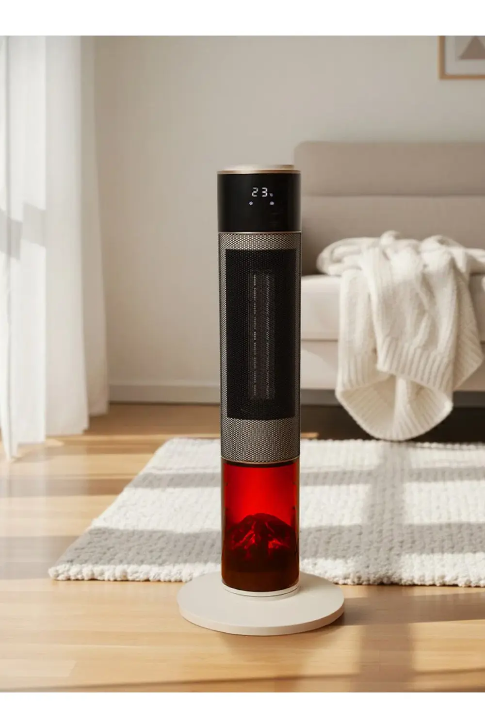 German HG-WHIO White Oval Seri OLED Şömineli Ekran Dijital Kule T