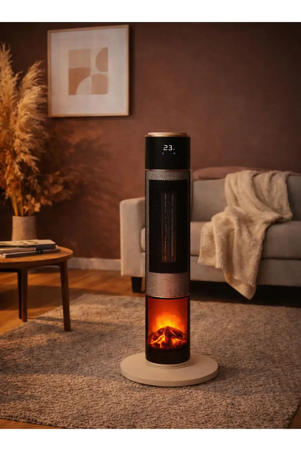 German HG-WHIO White Oval Seri OLED Şömineli Ekran Dijital Kule T