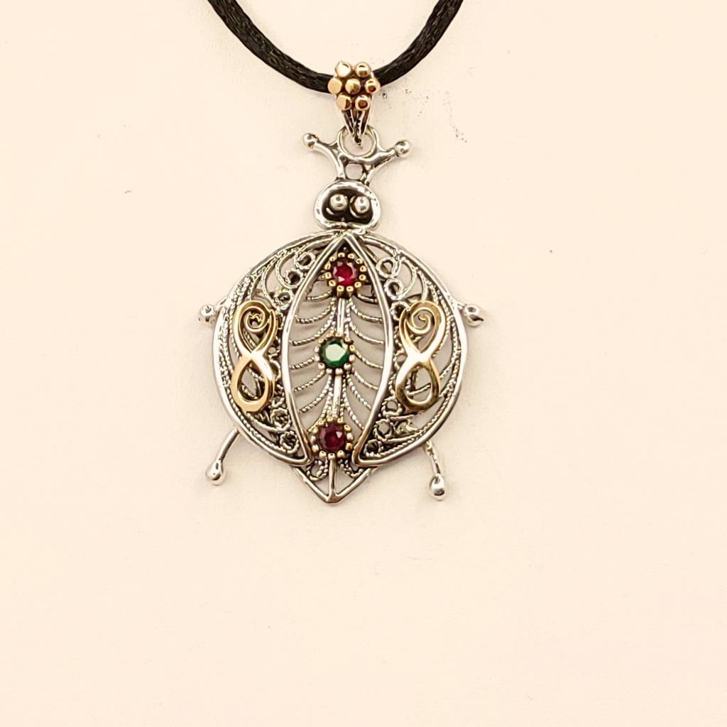 Gevheranss  Zirkon Taşli Uğurböceği Kolye - 210040376G12k
