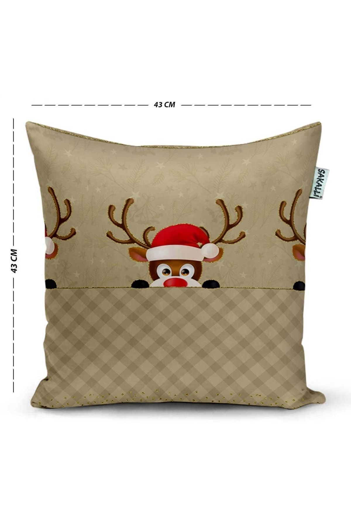 Sakallı Geyik Desen 3D Digital Dekoratif Kırlent Kılıfı