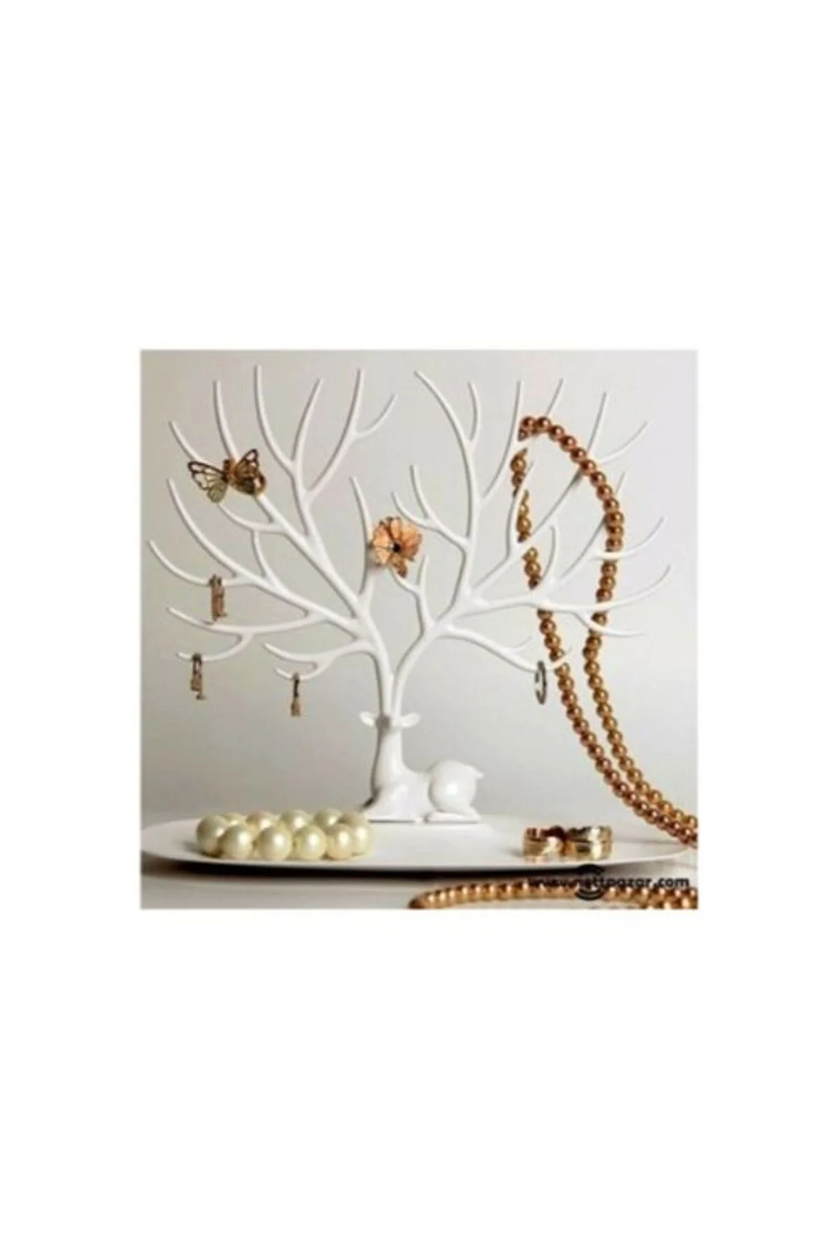 Geyik Tasarımlı Takı Standı Beyaz