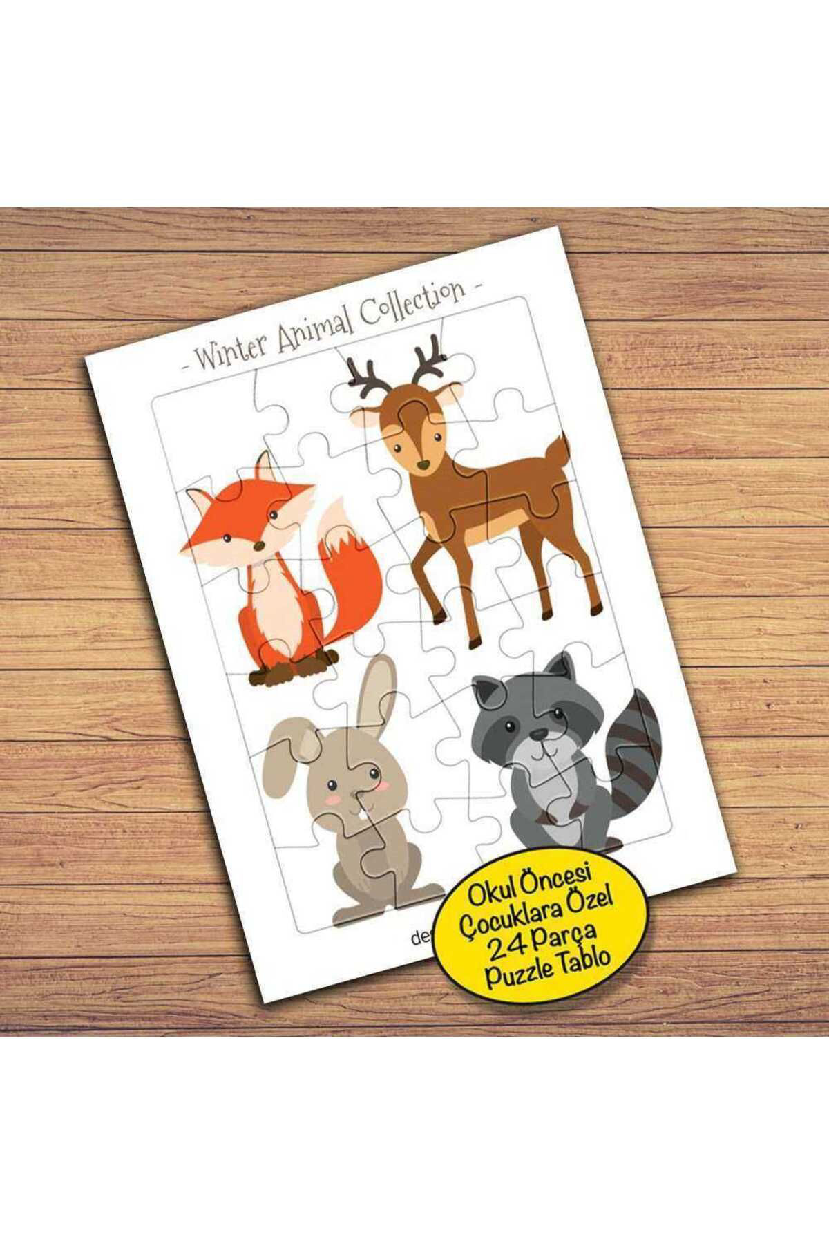 Asilmeydan Geyik, Tilki,Tavşan Çocuklara Özel Puzzle Yapboz Tablo-2147984468