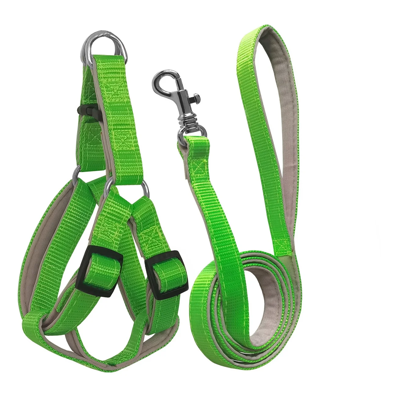 Gezdirme Kayışlı Dokuma Köpek Göğüs Tasma Seti 40*60-110 cm Neon Yeşil