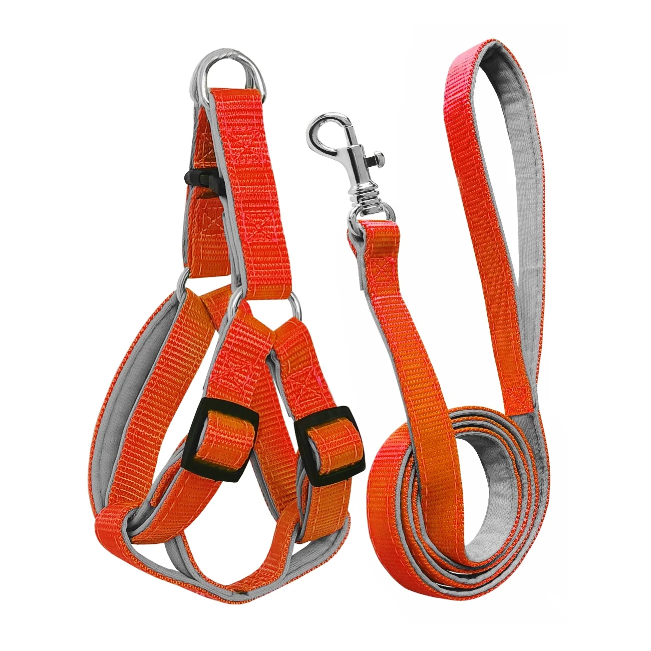 Gezdirme Kayışlı Dokuma Köpek Göğüs Tasma Seti 32*47-110 cm Turuncu