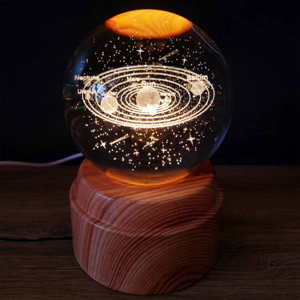 Gezegenler Tasarımlı Dönen Cam Küre Gezegenler Tasarımlı Dönen Cam Küre