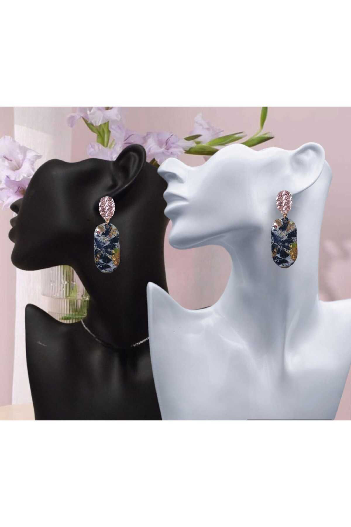 Gezegenli Polimer Kil & Epoksi Tasarım Küpe