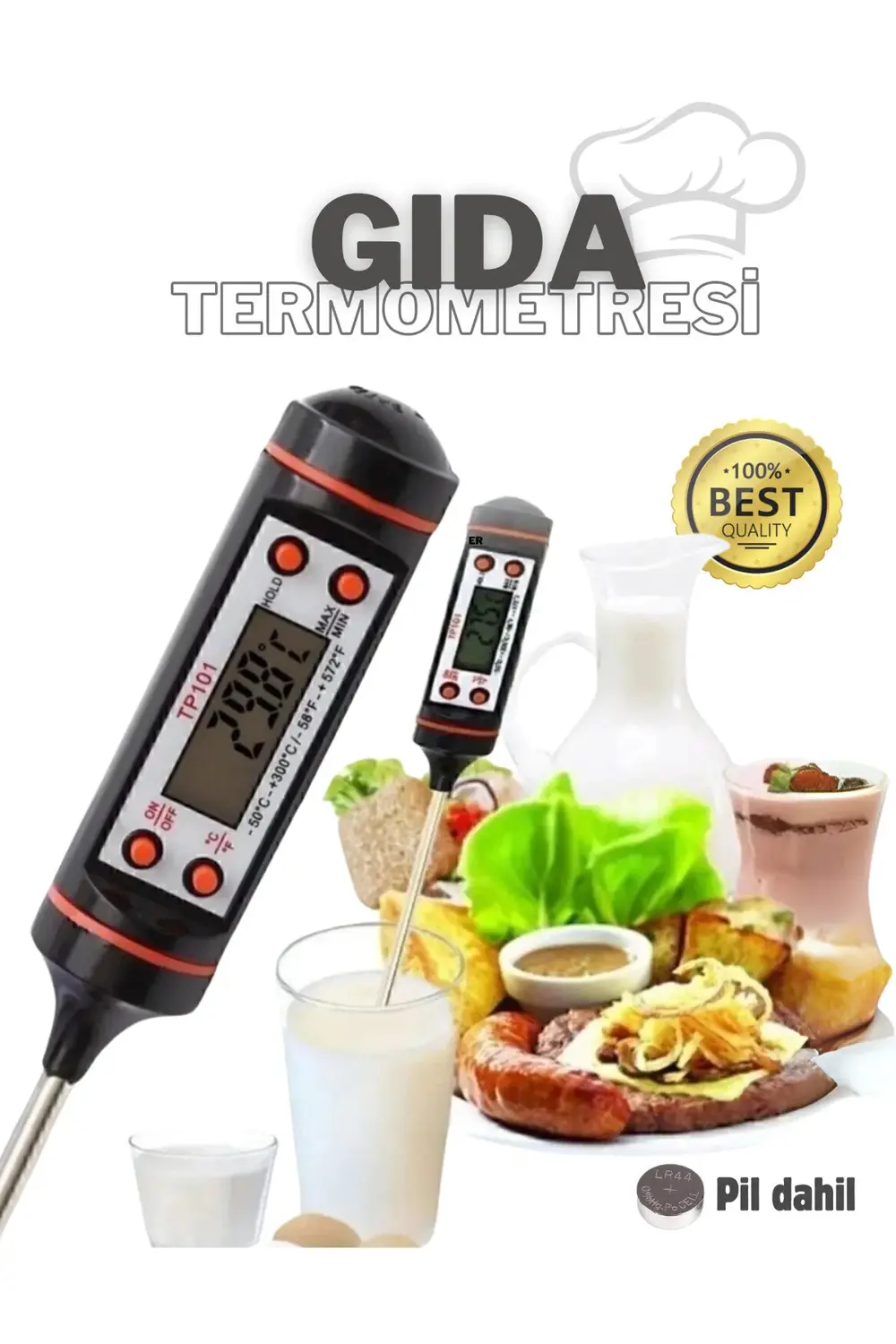 Gıda Et Su Süt Sıcaklık Ölçer Termometresi Yiyecek Sıvı Gıda Isı