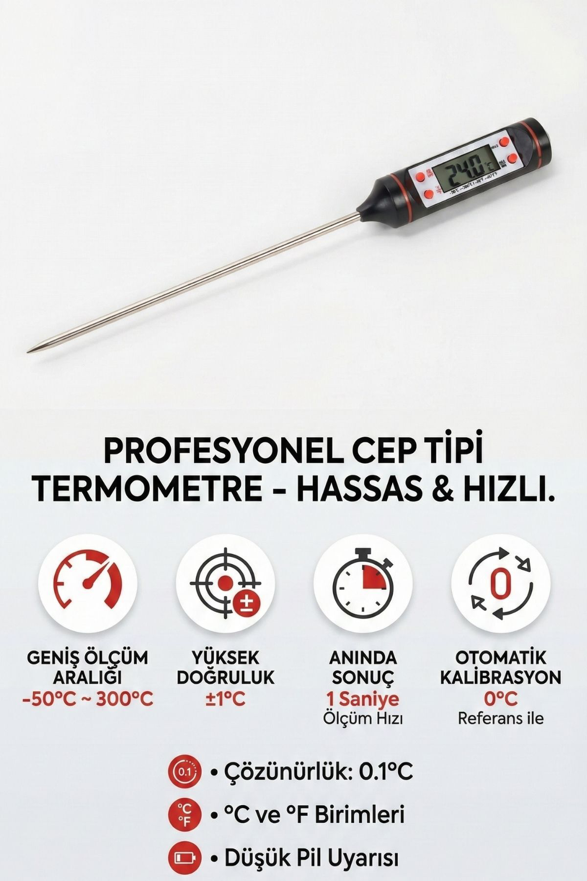 Gıda Termometresi Mutfak Yoğurt Mama Et Tavuk Balık İçin Hassas Ö