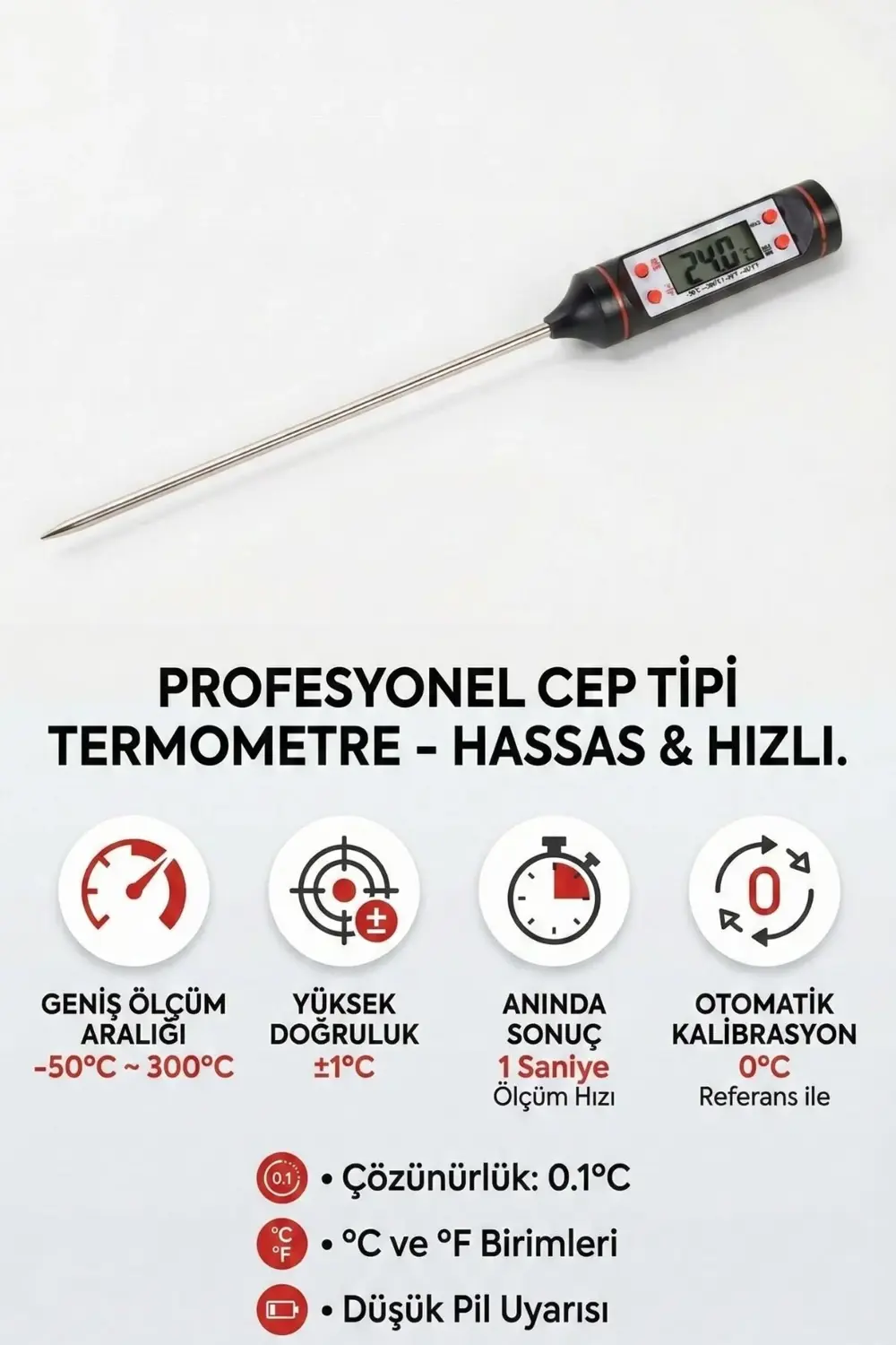 Gıda Termometresi Mutfak Yoğurt Mama Et Tavuk Balık İçin Hassas Ö