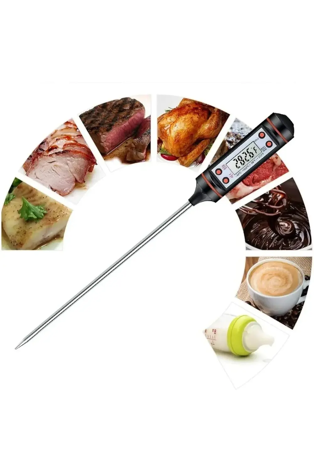 Gıda Termometresi Sıvı Gıda Et Su Süt Mama Sıcaklık Ölçer Yoğurt