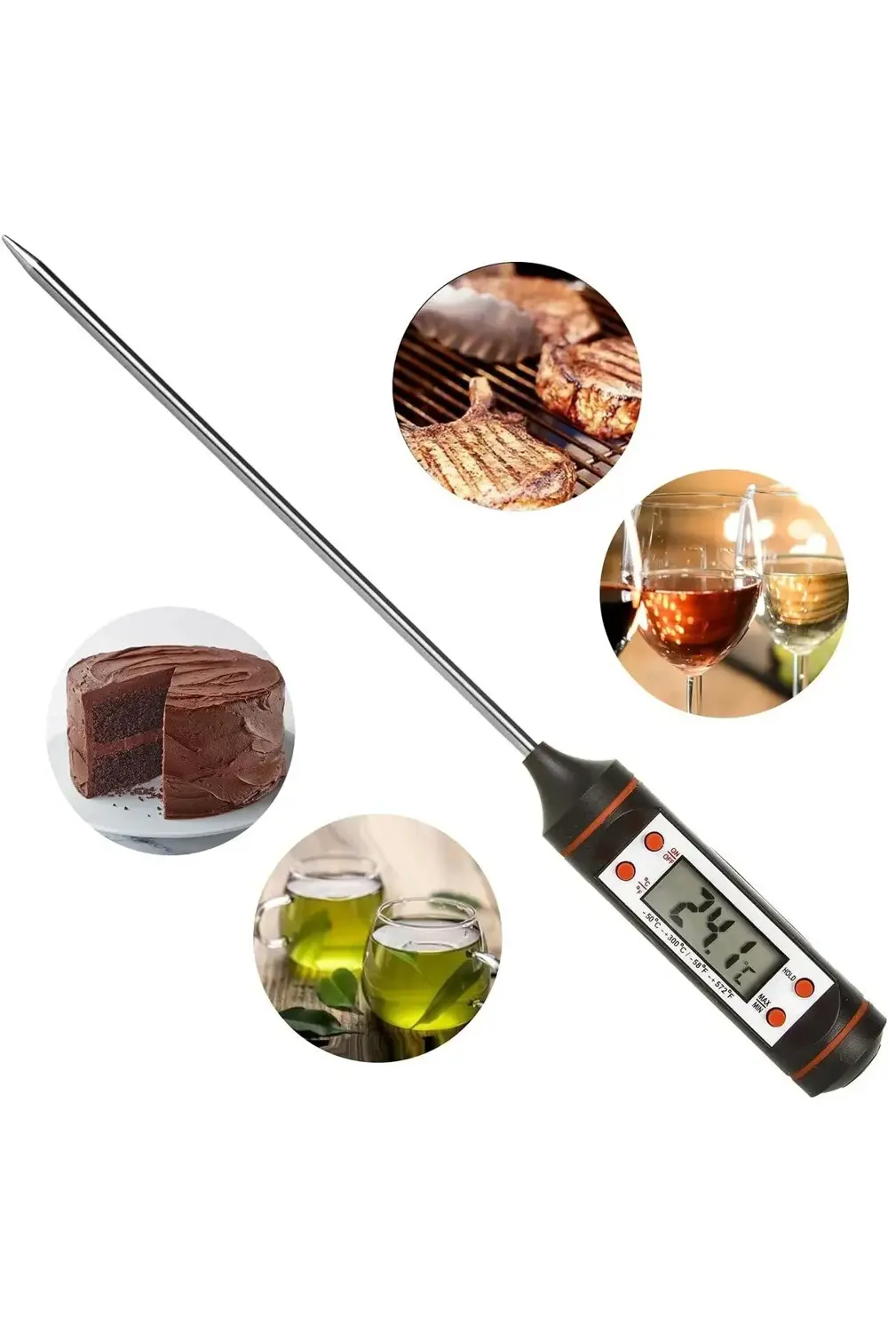 Gıda Termometresi Sıvı Gıda Et Su Süt Mama Sıcaklık Ölçer Yoğurt