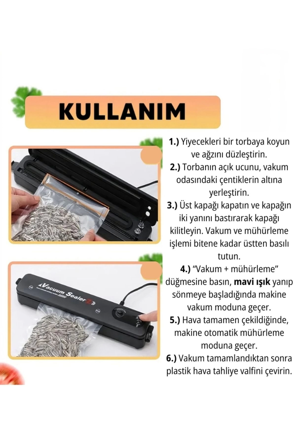 Gıda Vakum Ve Mühürleme Makinesi- Yiyecek Tazeliği Koruma Ev Ve R Gıda Vakum Ve Mühürleme Makinesi- Yiyecek Tazeliği Koruma Ev Ve R
