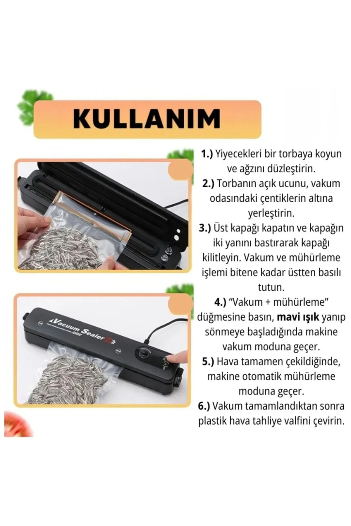 Gıda Vakum Ve Mühürleme Makinesi Tazelik Koruma Ev Ve Restoran 10