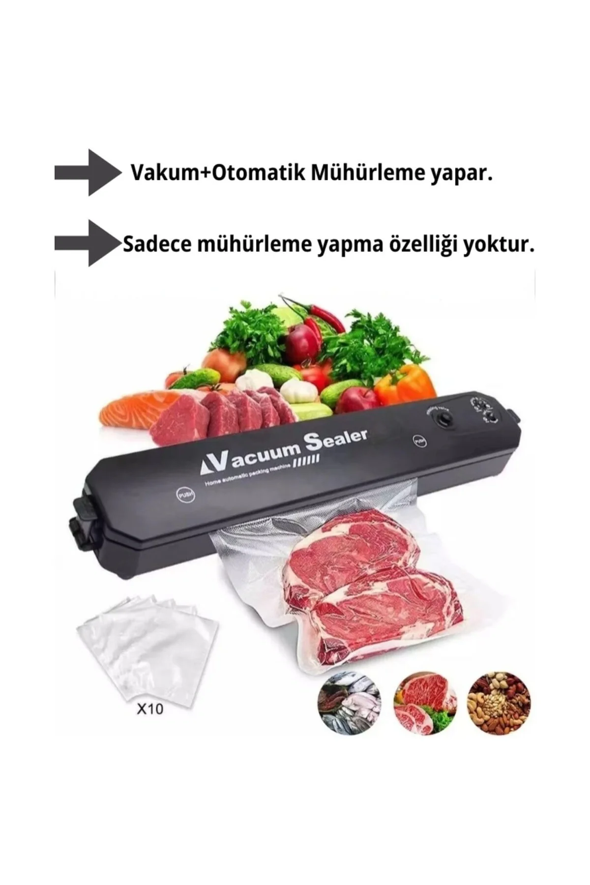 Gıda Vakum Ve Mühürleme Makinesi Tazelik Koruma Ev Ve Restoran 10