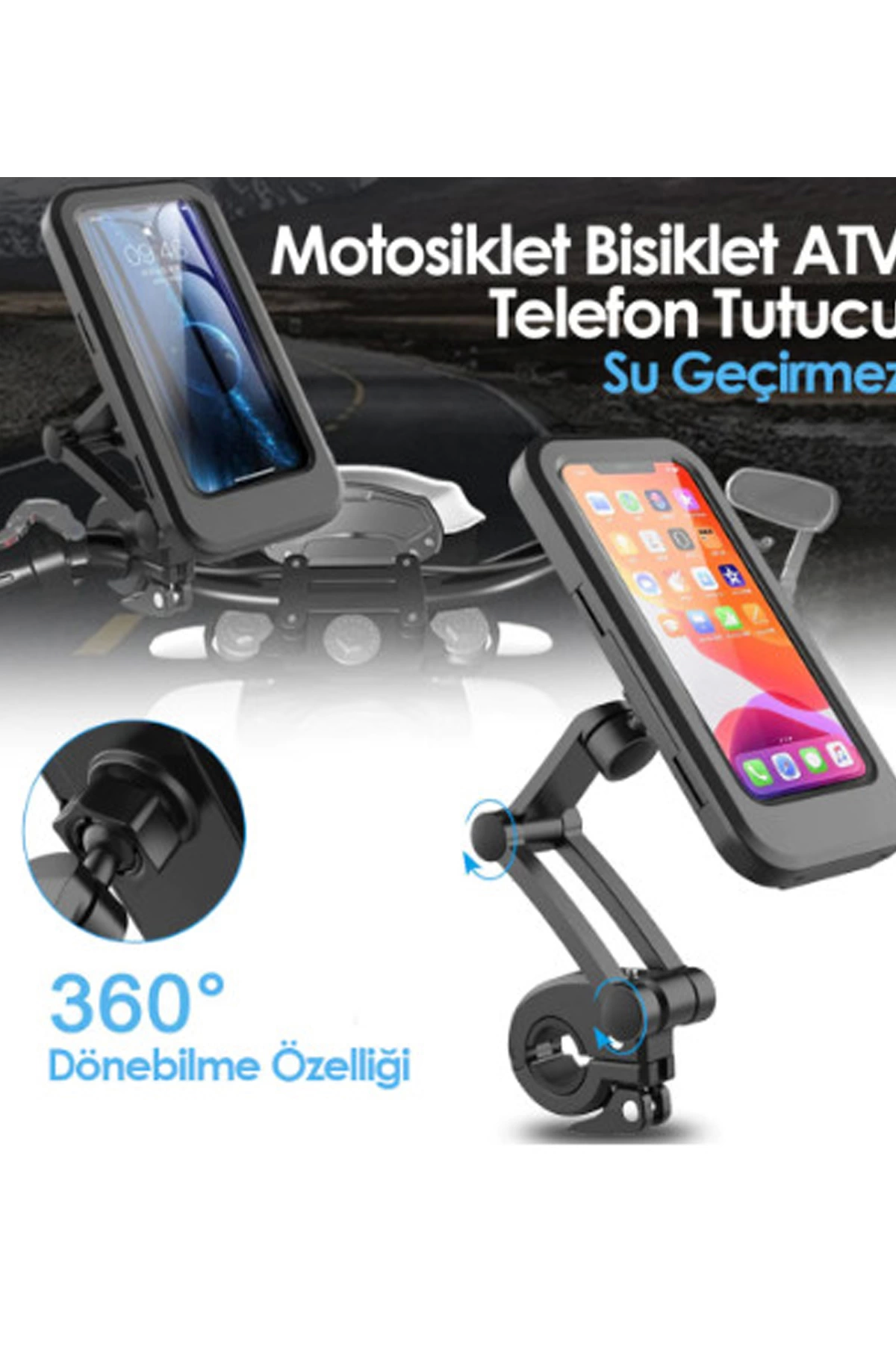 Gidon Bağlantılı Su Geçirmez Mıknatıslı Motorsiklet Telefon Tutuc