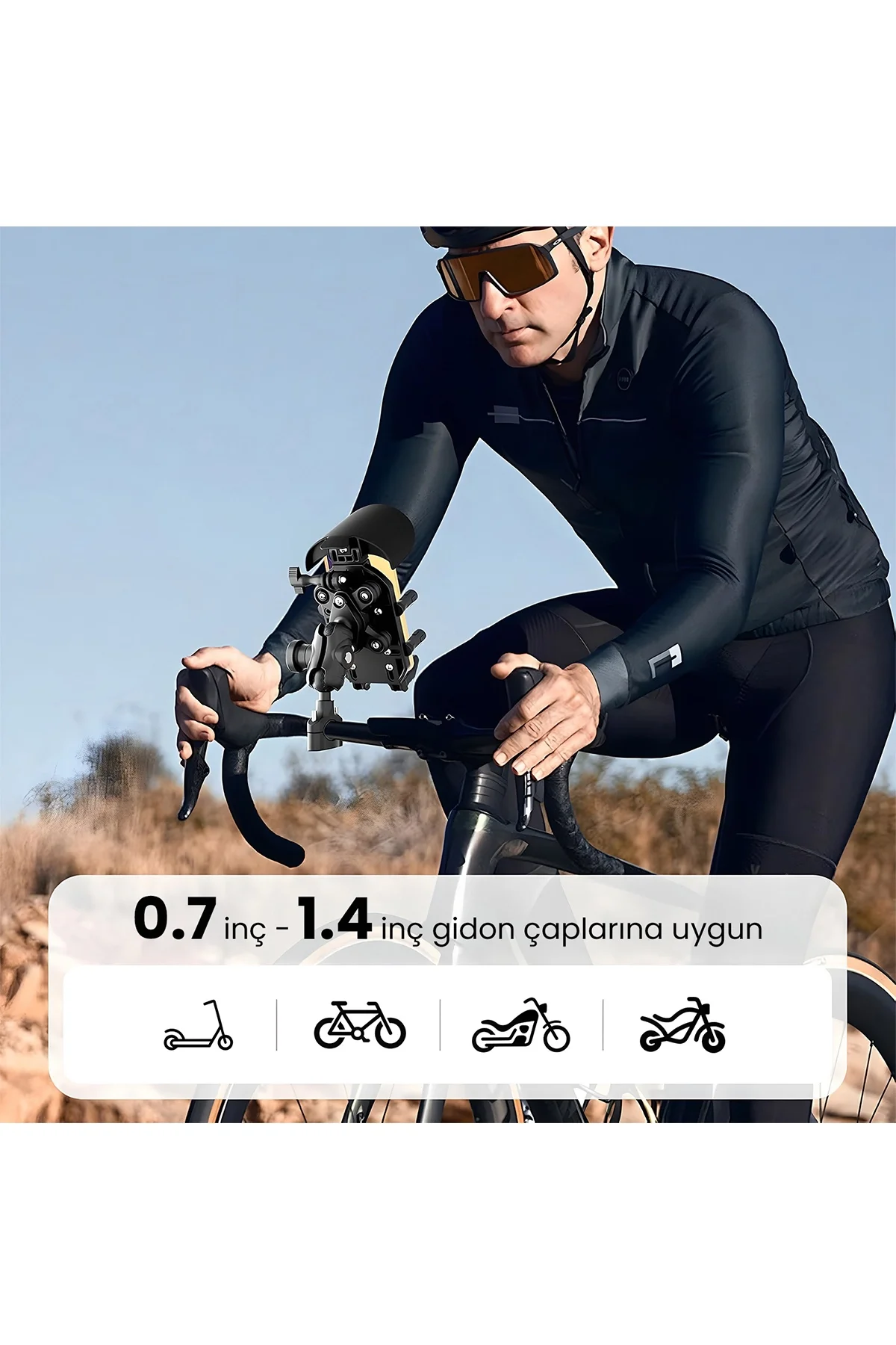 Gidon Bağlantılı Güneş Ve Yağmur Korumalı 360° Derece Ayarlanabilir Motosiklet Bisiklet Telefon Tutucu - Görsel 5