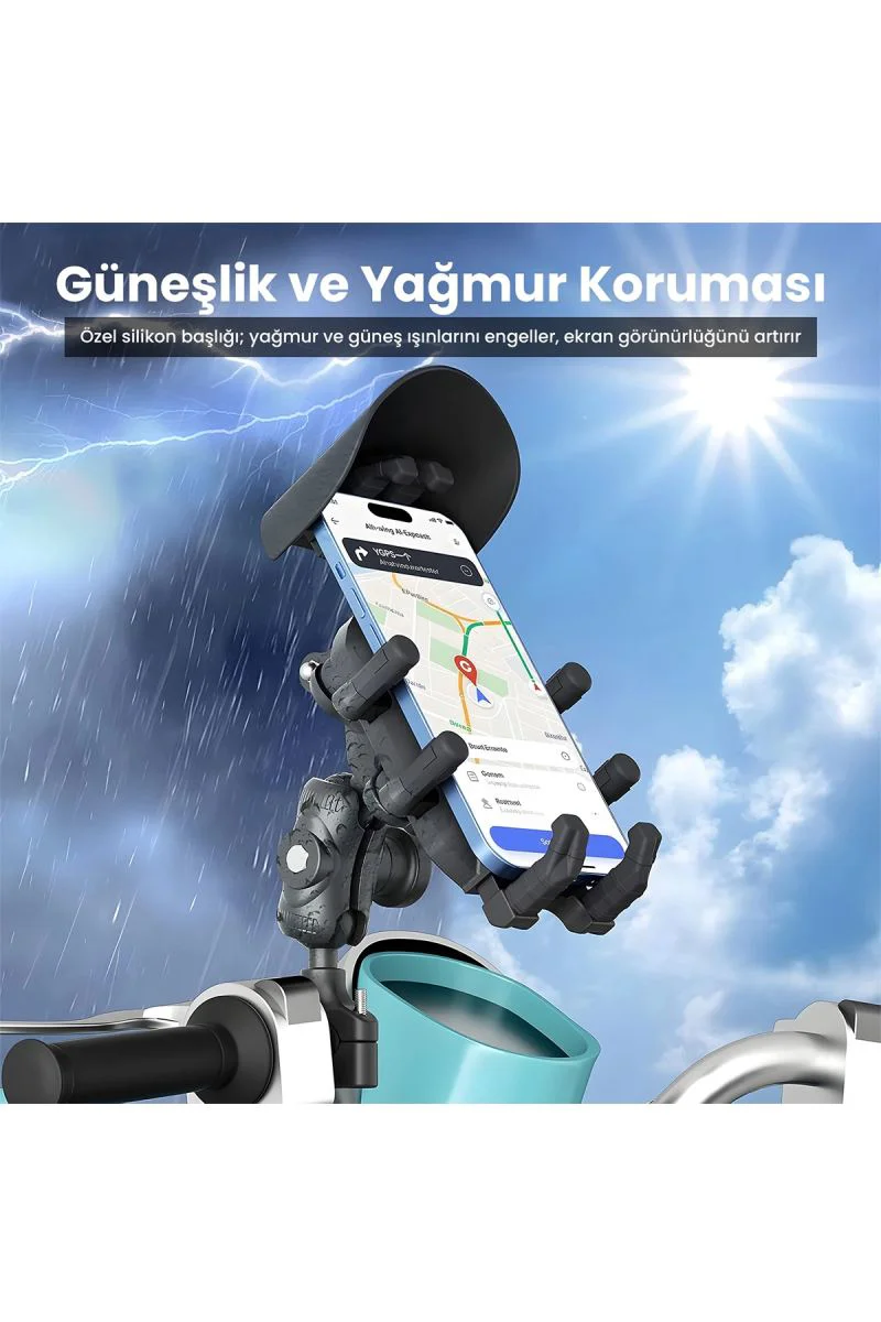 Gidon Telefon Tutucu – Güneş ve Yağmur Korumalı 360° Ayarlanabilir Motosiklet Telefonluk Gidon Telefon Tutucu – Güneş ve Yağmur Korumalı 360° Ayarlanabilir Motosiklet Telefonluk