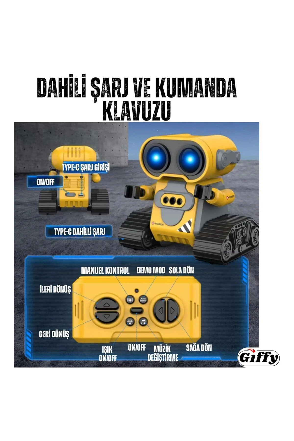 Giffy/Oyuncak Uzaktan Kumandalı El Sensörlü Akıllı WALL-E Robot D