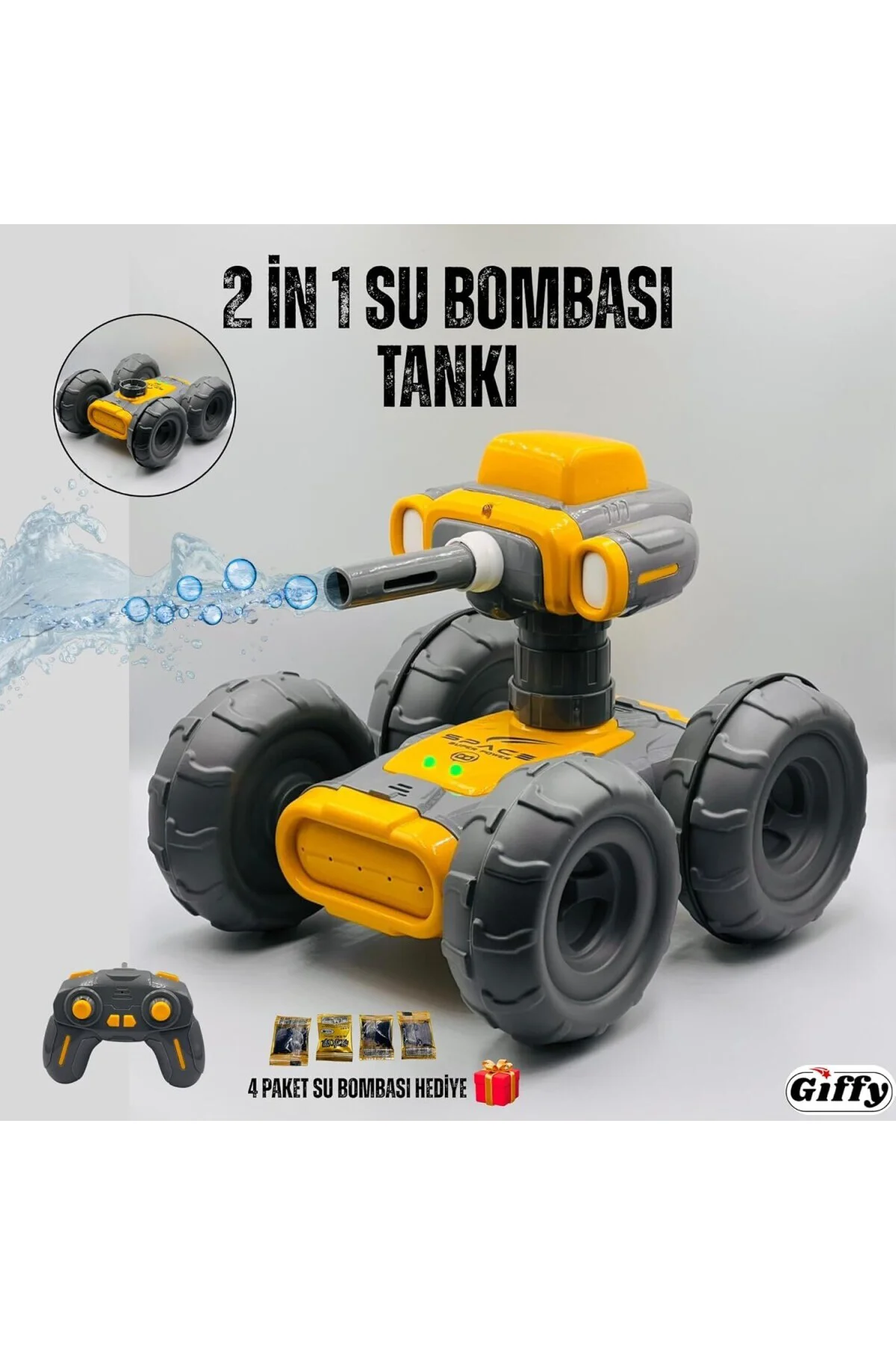 Giffy/Su Bombası Atan Tank 2 in 1 Mod Full Fonksiyon Atış Yapabil