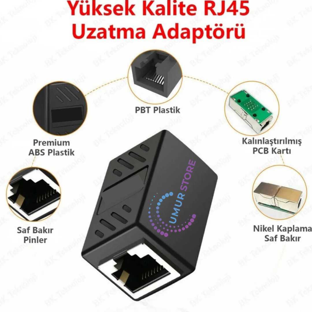 Gigabit Destekli RJ45 Dişi Dişi CAT5E/CAT6/7/8 Ethernet Lan Ağı B