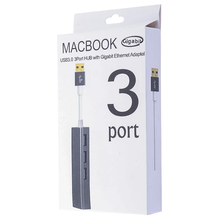 Gigabit USB 3.0 Çoklayıcı ve Ethernet Adaptörü - 3 Port, 5 Gbps Hız