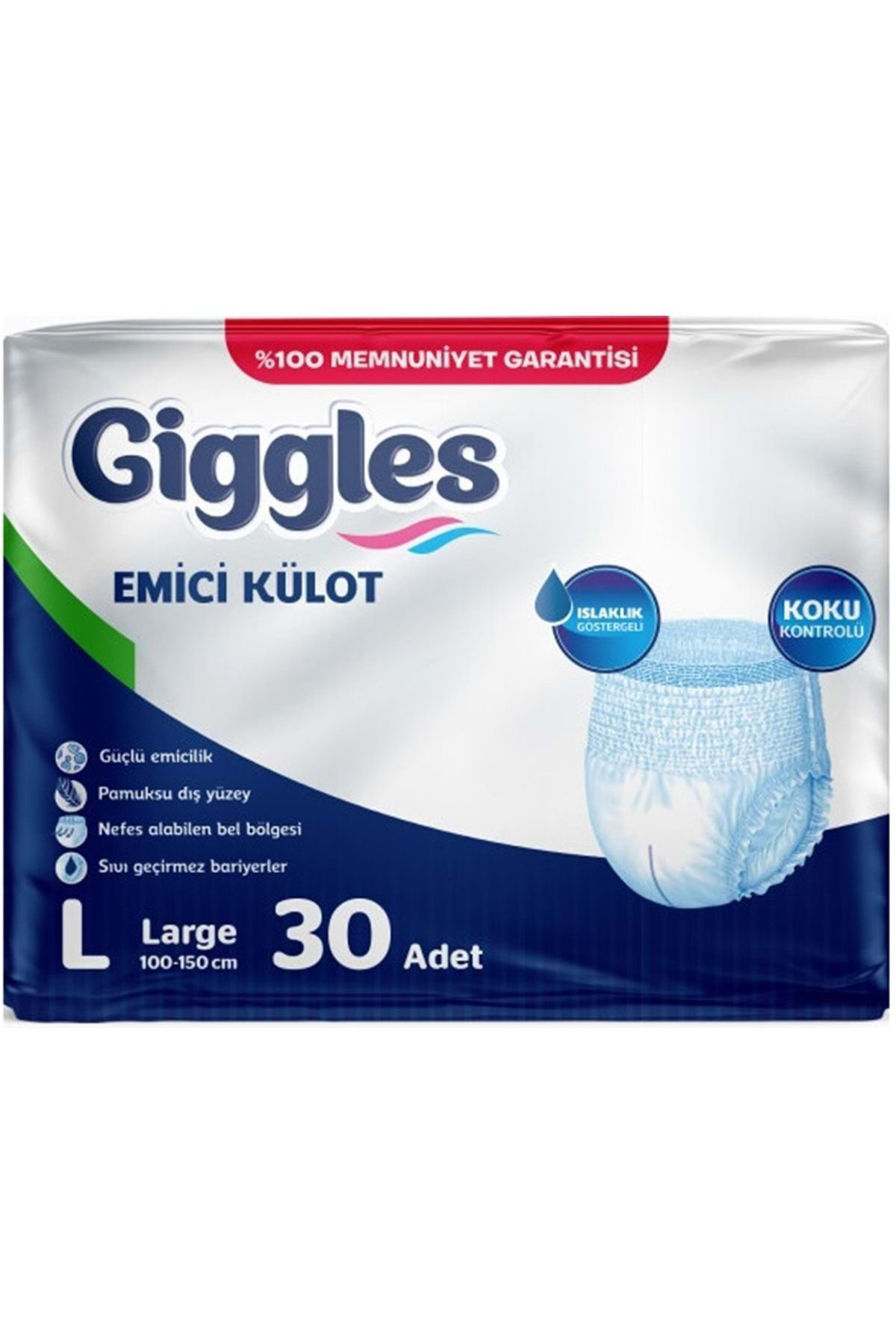 Giggles Hasta Bezi Yetişkin Emici Külot L-büyük 30 Adet Tekli Pk