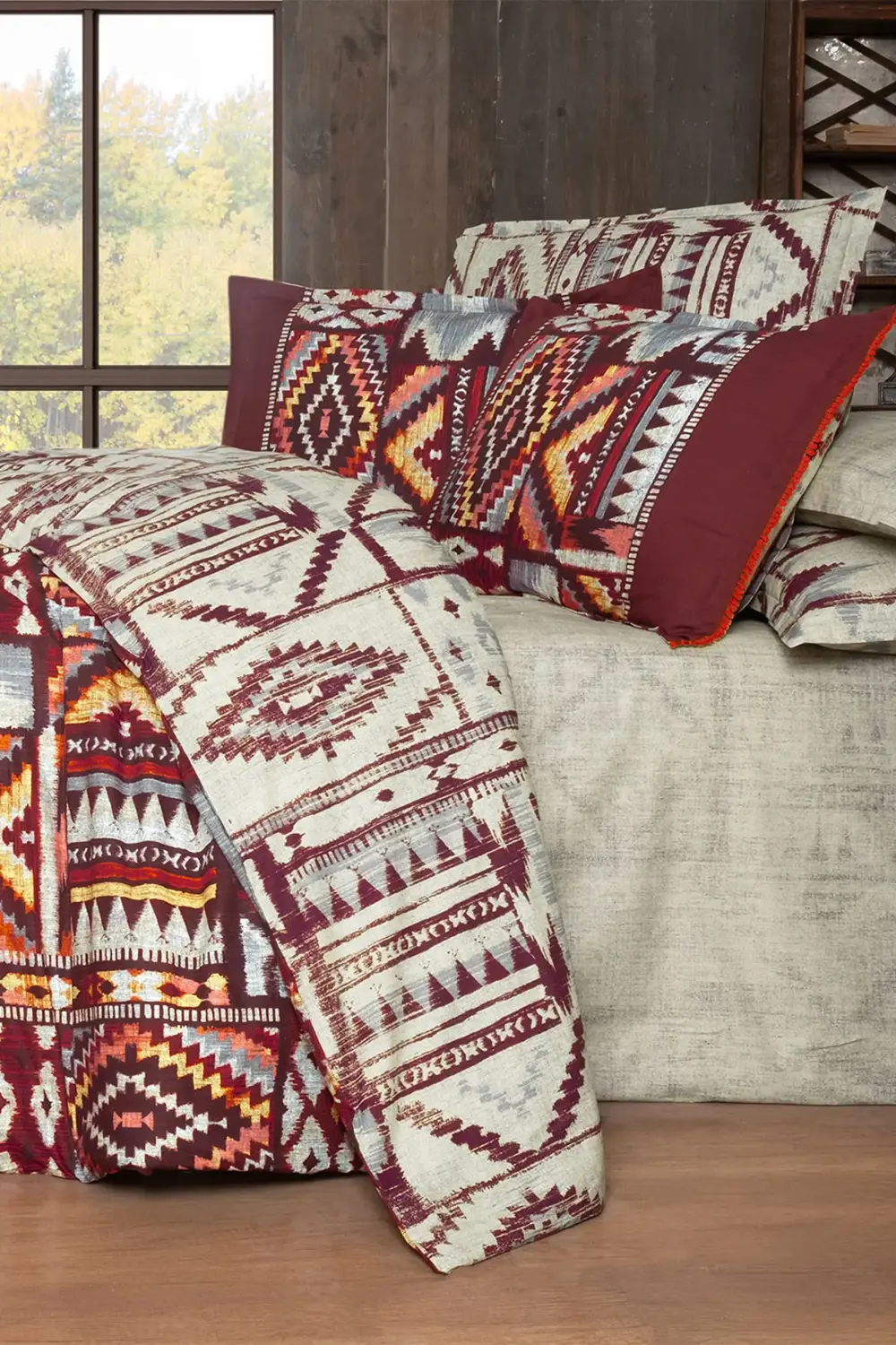 Sarev Gilya Bordo King Size (Battal Boy) %100 Pamuk Poplin Yıkamalı Çif