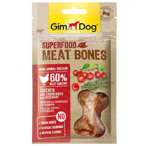 GimDog MeatBones Kızılcık Biberiye Tavuk Köpek Ödül 70 gr