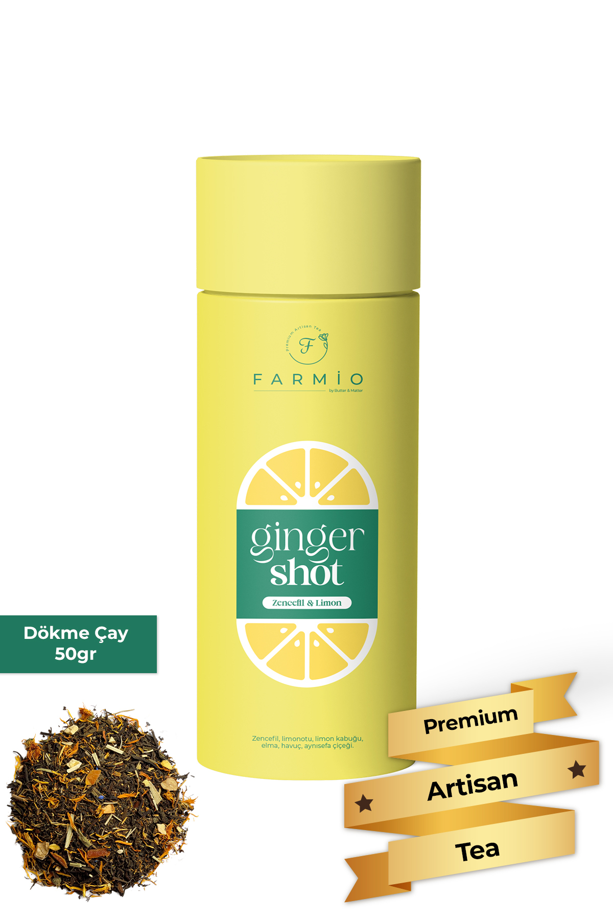 GİNGER SHOT Çayı – 50gr – Premium Çay Deneyimi – Limon, Zencefil,