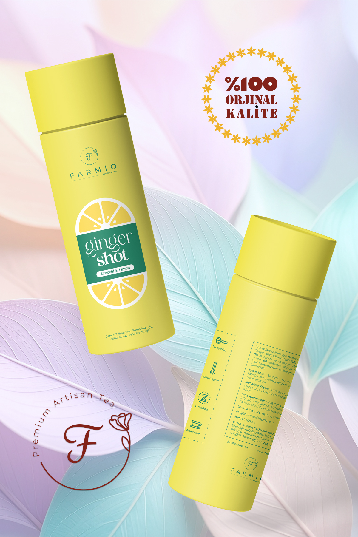 GİNGER SHOT Çayı – 50gr – Premium Çay Deneyimi – Limon, Zencefil,