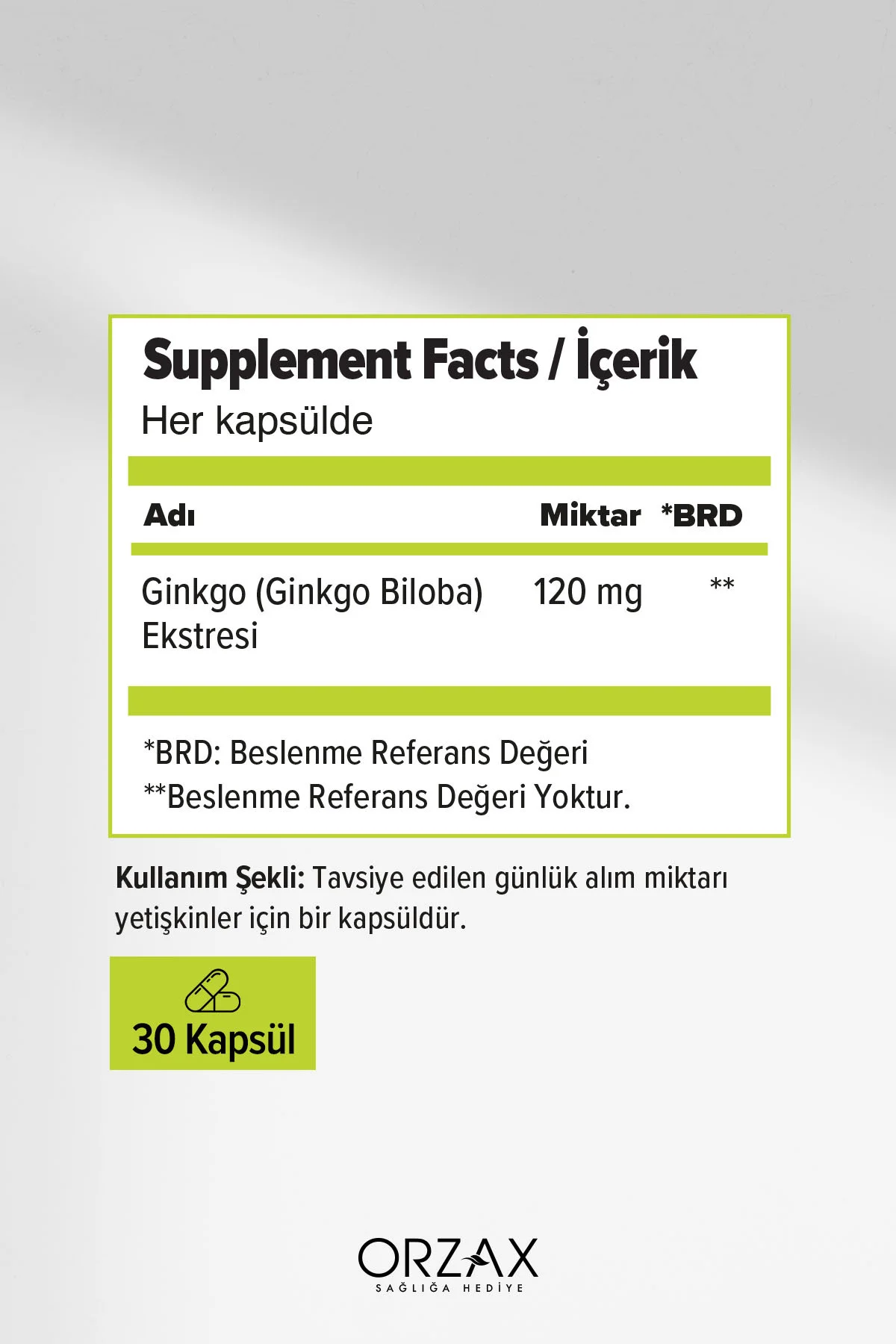 Ginkgo Biloba 30 Kapsül