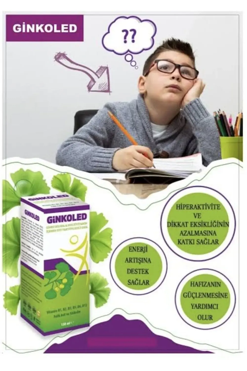 Ginkoled Biloba B1, B2, B3, B5 B6, B12 Içeren Sıvı Takviye Edici