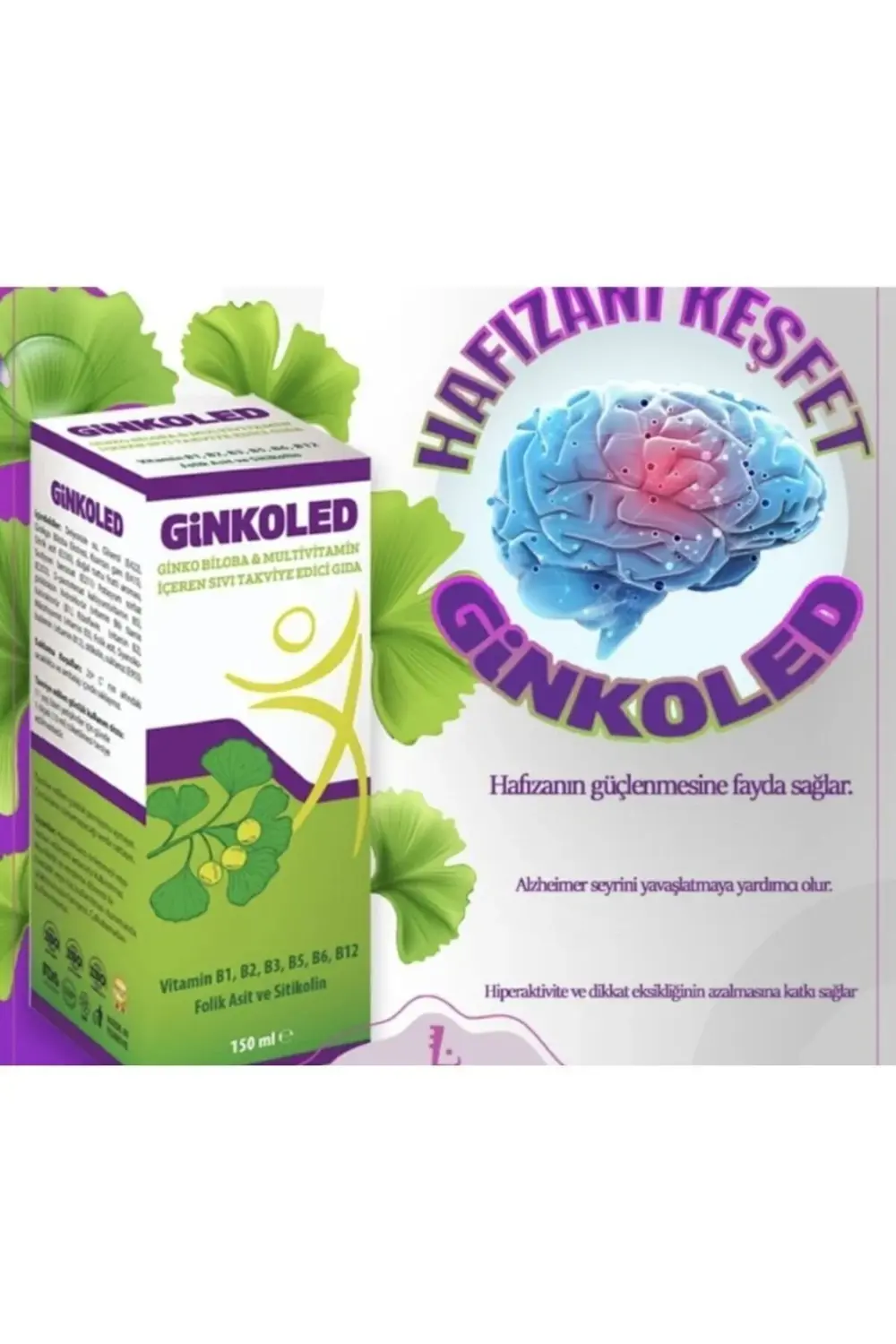 Ginkoled Biloba B1, B2, B3, B5 B6, B12 Içeren Sıvı Takviye Edici