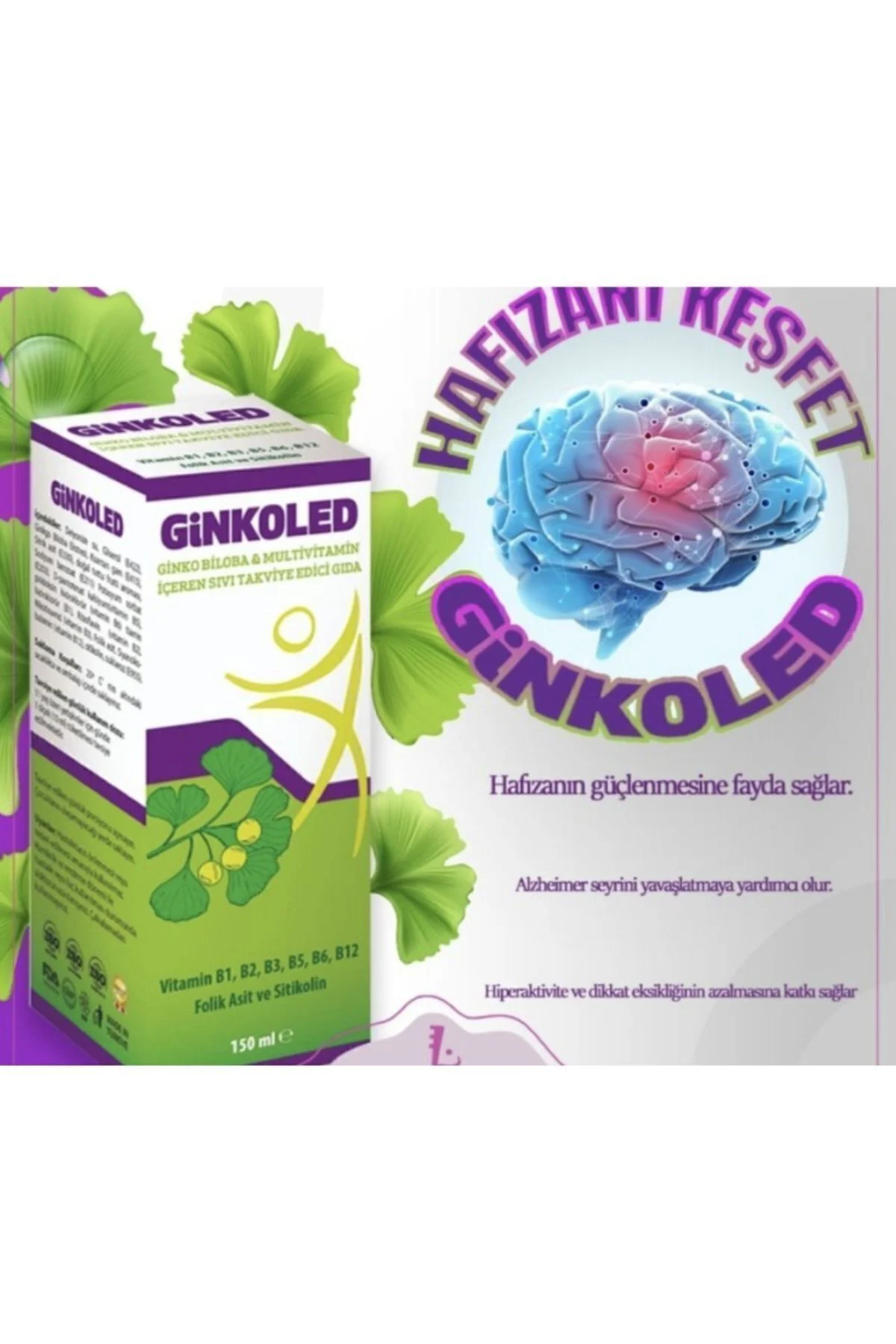 Ginkoled Biloba B1, B2, B3, B5 B6, B12 Içeren Sıvı Takviye Edici 