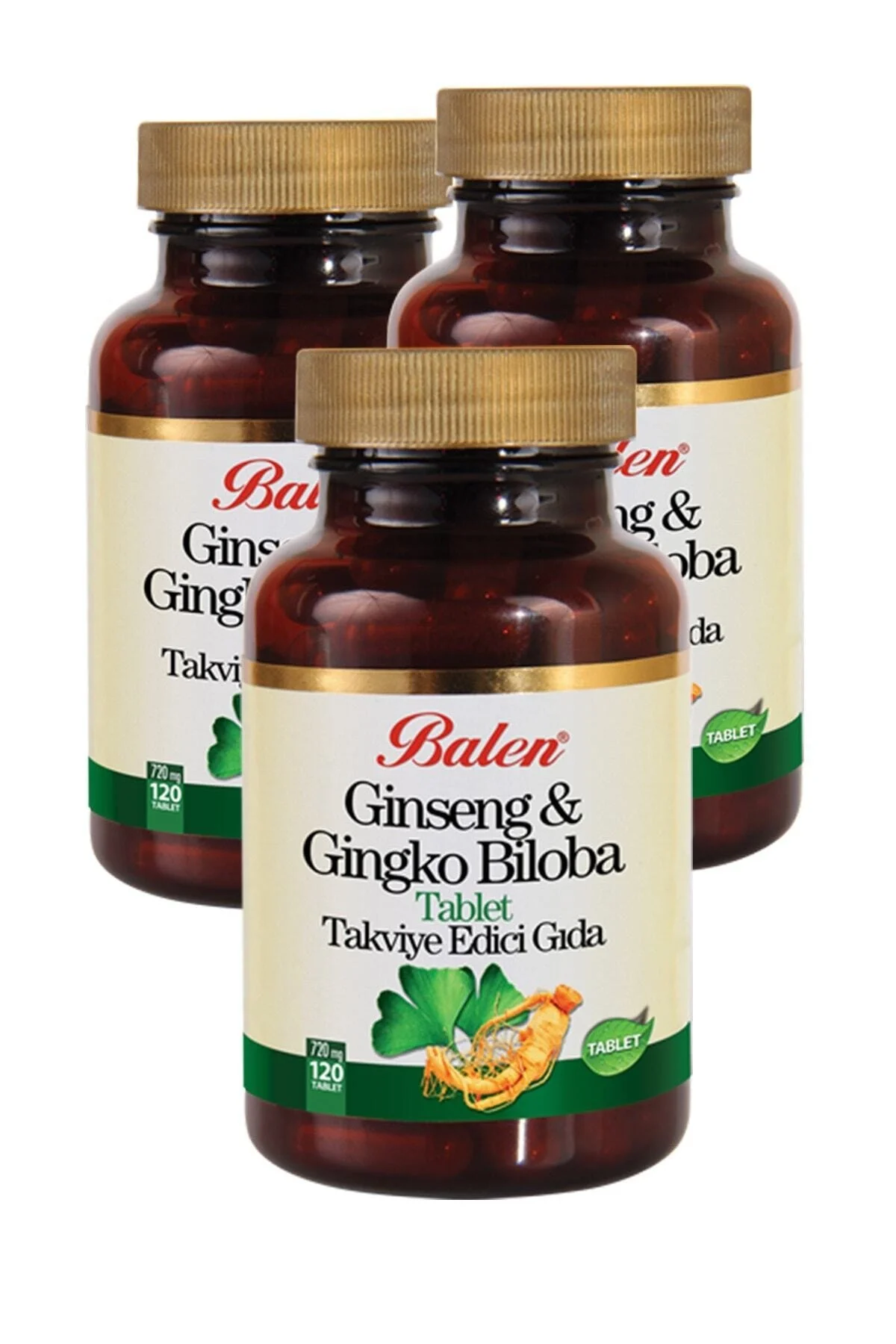 Ginseng Gingko Biloba Takviye Edici Gıda 3 X 720 mg X 120 Tablet Ginkgo Ginko 3 Kutu