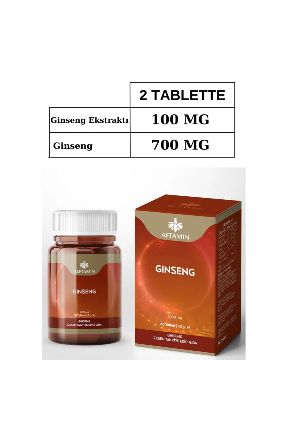 Ginseng İçeren Takviye Edici Gıda 1000 mg 60 Tablet