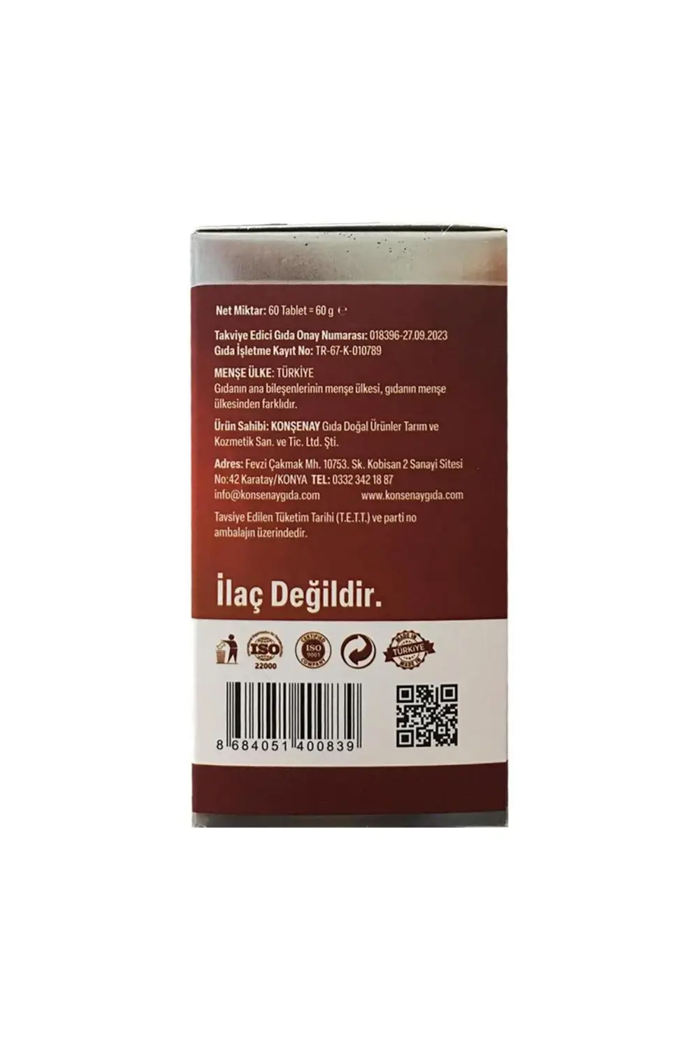 Ginseng İçeren Takviye Edici Gıda 1000 mg 60 Tablet