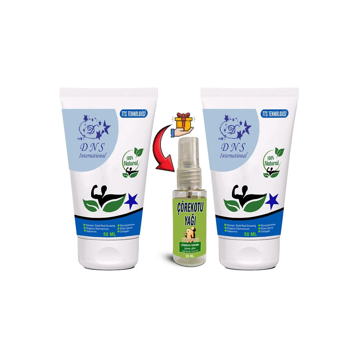 Ginseng Kolajenli Gümüş İyonu Glukozamin Saponin Germanyumlu Krem 50 ml + Çörek Otu Yağı