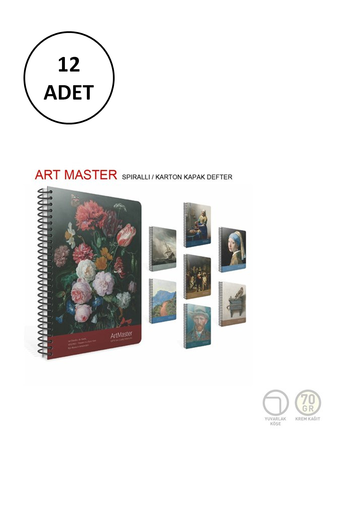 Just Cheap Store Gipta Art Master Spiralli Karton Kapak 19X26 Cm Çizgili 100 Yp 12