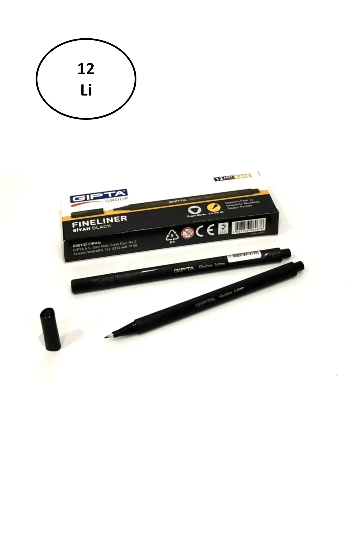 Just Cheap Store Gipta Fineliner İnce Keçe Uçlu Kalem 0,4 Mm Karton Kutu Üçgen Siy