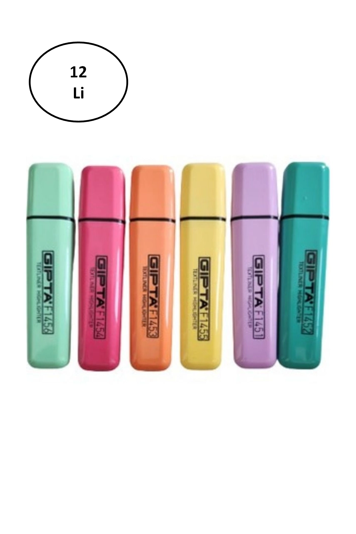 Just Cheap Store Gipta Fosforlu Markör 5Mm Kesik Uç Pastel Turkuaz 12'Li