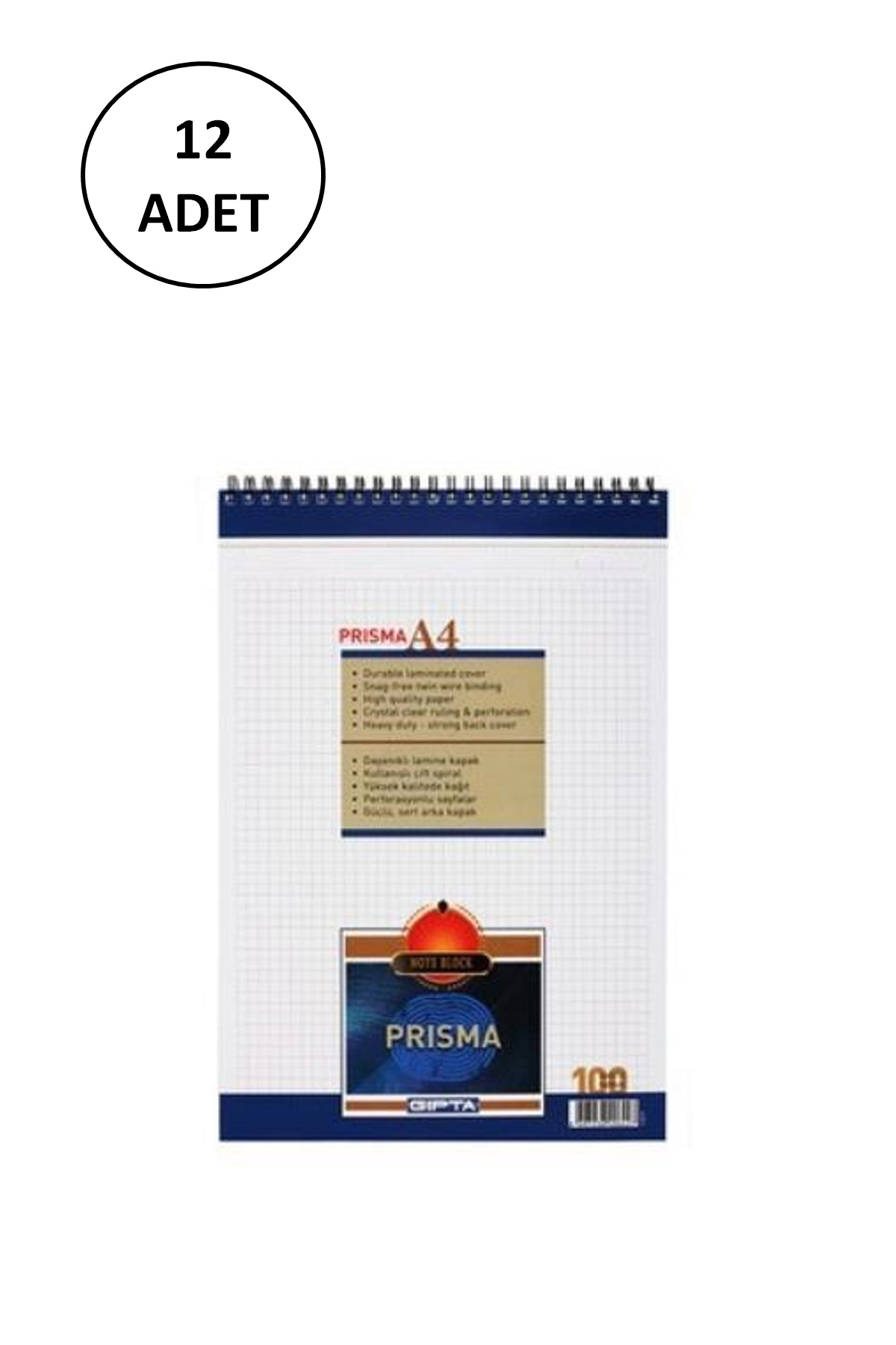 Just Cheap Store Gipta Prisma Bloknot A-4 Spiralli Karton Kapak 100 Yaprak Kareli 