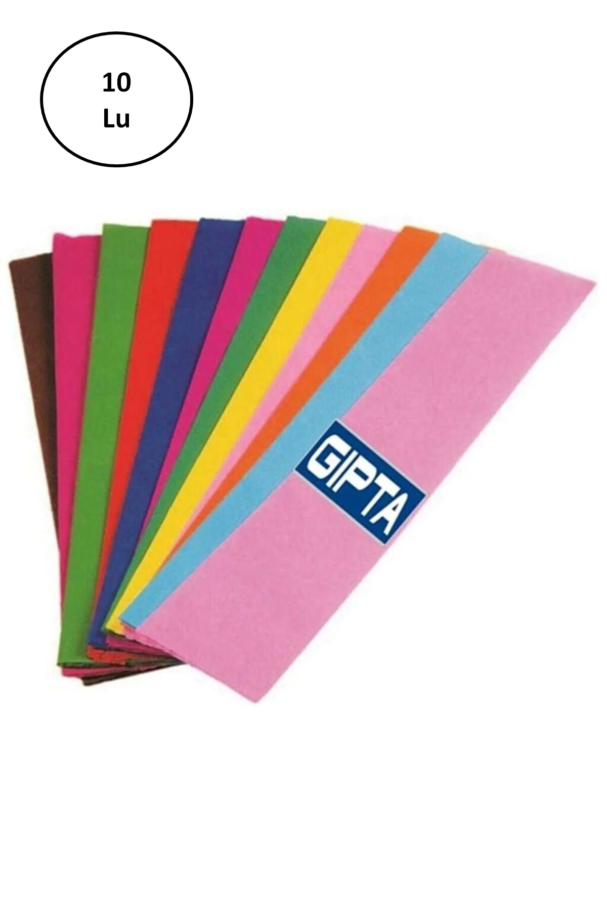 Just Cheap Store Gipta Renkli Krapon Kağidi 50Cm X 2Mt Karişik (10 Lu Paket)