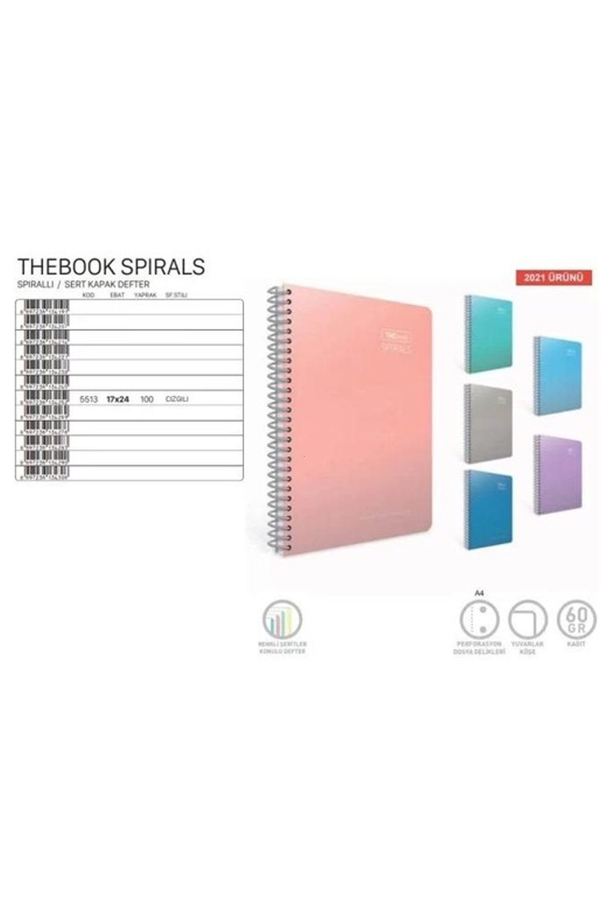 Just Cheap Store Gıpta Thebook Spirals Sp.Sert Kapak Defter 17X24 100 Yaprak Çizgi